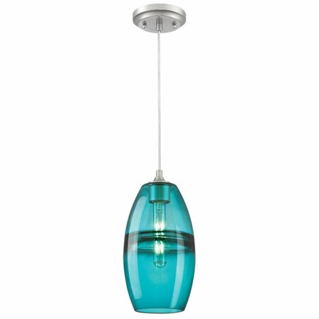 BRILLIANTBULB Mini Pendant with Turquoise Glass - Brushed Nickel BR2690103